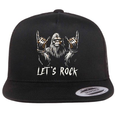 Bigfoot Rock On Funny Sasquatch Rock and Roll Let's Rock Flatbill Hat