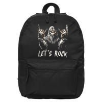 Bigfoot Rock On Funny Sasquatch Rock and Roll Let's Rock 16 in Basic Backpack