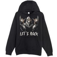 Bigfoot Rock On Funny Sasquatch Rock and Roll Let's Rock Premium Pullover Hoodie