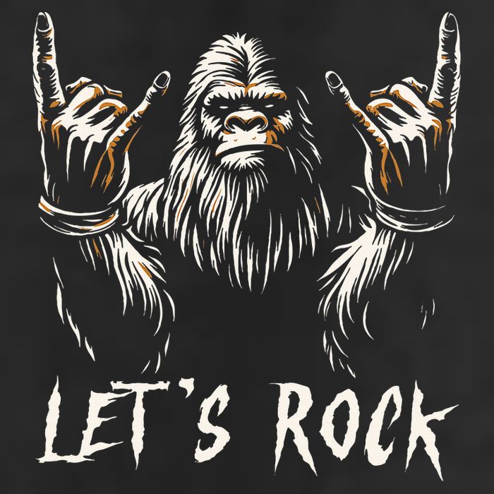 Bigfoot Rock On Funny Sasquatch Rock and Roll Let's Rock Premium Pullover Hoodie