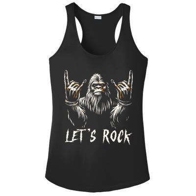 Bigfoot Rock On Funny Sasquatch Rock and Roll Let's Rock Ladies PosiCharge Competitor Racerback Tank