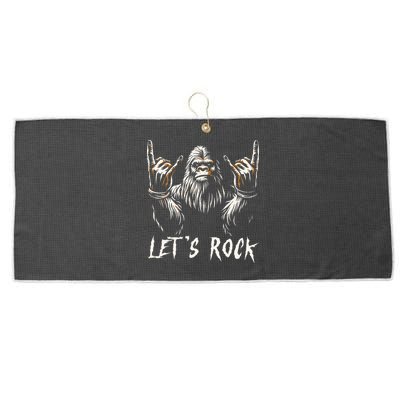 Bigfoot Rock On Funny Sasquatch Rock and Roll Let's Rock Large Microfiber Waffle Golf Towel