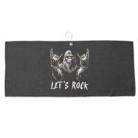 Bigfoot Rock On Funny Sasquatch Rock and Roll Let's Rock Large Microfiber Waffle Golf Towel