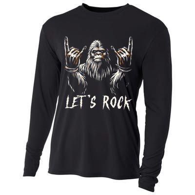Bigfoot Rock On Funny Sasquatch Rock and Roll Let's Rock Cooling Performance Long Sleeve Crew