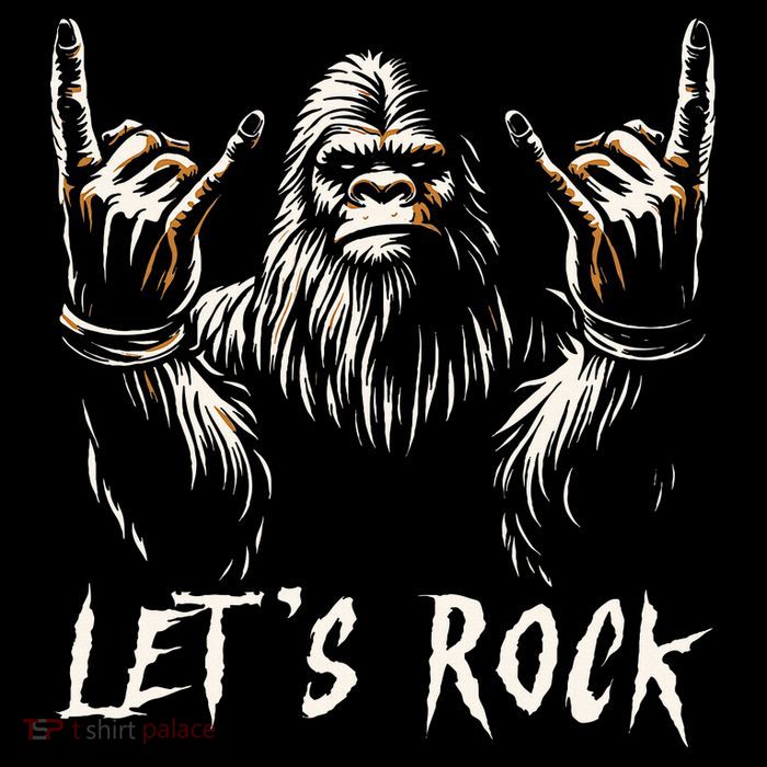 Bigfoot Rock On Funny Sasquatch Rock and Roll Let's Rock Poster