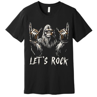 Bigfoot Rock On Funny Sasquatch Rock and Roll Let's Rock Premium T-Shirt