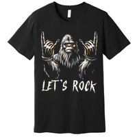 Bigfoot Rock On Funny Sasquatch Rock and Roll Let's Rock Premium T-Shirt