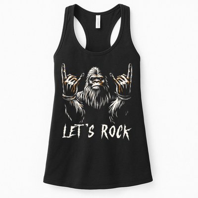 Bigfoot Rock On Funny Sasquatch Rock and Roll Let's Rock Womens Tank Top