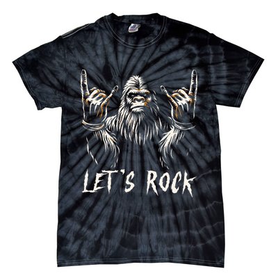 Bigfoot Rock On Funny Sasquatch Rock and Roll Let's Rock Tie-Dye T-Shirt