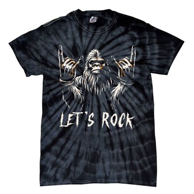 Bigfoot Rock On Funny Sasquatch Rock and Roll Let's Rock Tie-Dye T-Shirt