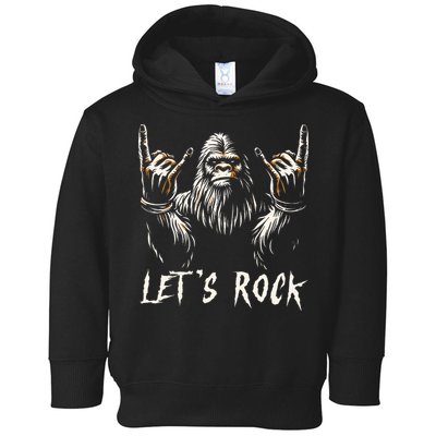 Bigfoot Rock On Funny Sasquatch Rock and Roll Let's Rock Toddler Hoodie