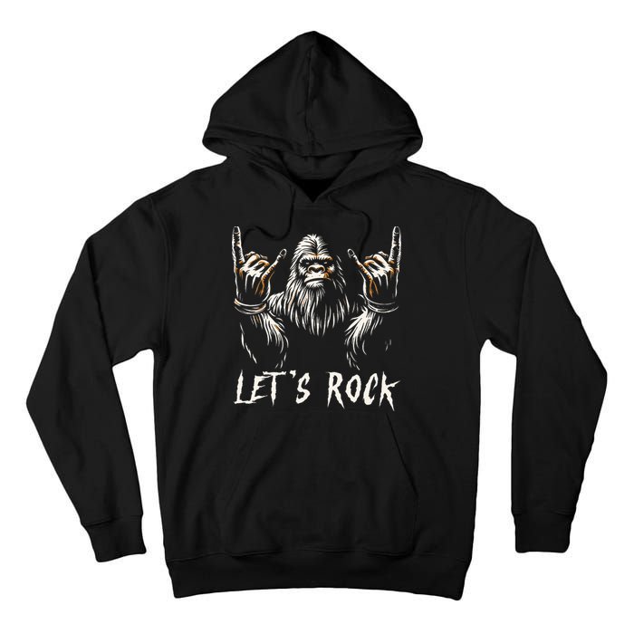 Bigfoot Rock On Funny Sasquatch Rock and Roll Let's Rock Tall Hoodie