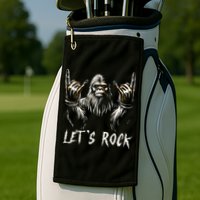 Bigfoot Rock On Funny Sasquatch Rock and Roll Let's Rock Golf Towel