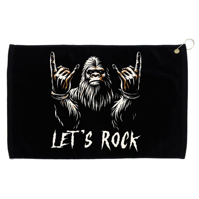 Bigfoot Rock On Funny Sasquatch Rock and Roll Let's Rock Grommeted Golf Towel