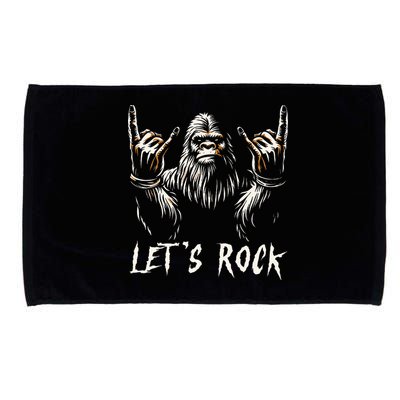 Bigfoot Rock On Funny Sasquatch Rock and Roll Let's Rock Microfiber Hand Towel