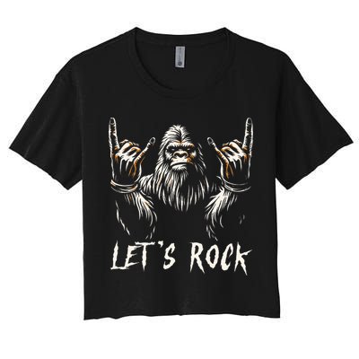 Bigfoot Rock On Funny Sasquatch Rock and Roll Let's Rock Crop Top