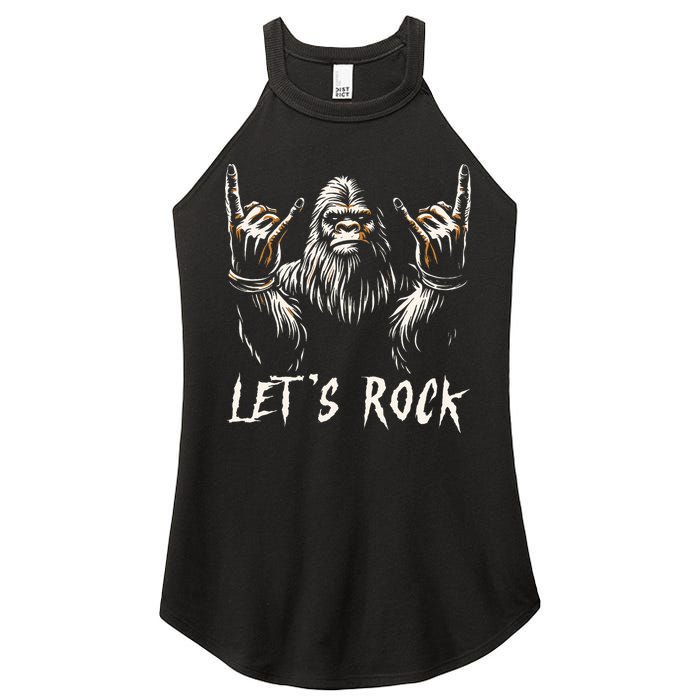 Bigfoot Rock On Funny Sasquatch Rock and Roll Let's Rock Women's Perfect Tri Rocker Tank