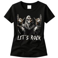 Bigfoot Rock On Funny Sasquatch Rock and Roll Let's Rock Womens T-Shirt