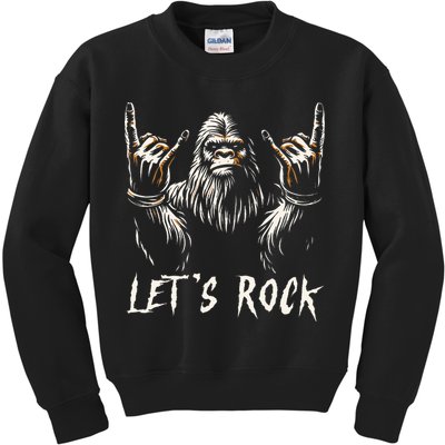 Bigfoot Rock On Funny Sasquatch Rock and Roll Let's Rock Kids Sweatshirt