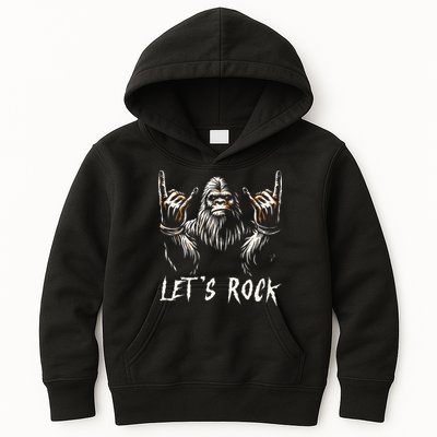 Bigfoot Rock On Funny Sasquatch Rock and Roll Let's Rock Kids Hoodie