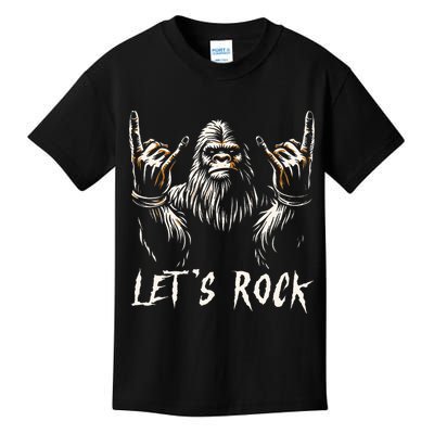 Bigfoot Rock On Funny Sasquatch Rock and Roll Let's Rock Kids T-Shirt