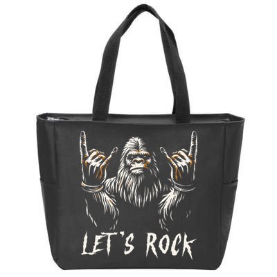 Bigfoot Rock On Funny Sasquatch Rock and Roll Let's Rock Zip Tote Bag