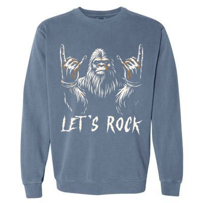 Bigfoot Rock On Funny Sasquatch Rock and Roll Let's Rock Garment-Dyed Sweatshirt
