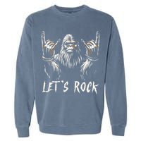Bigfoot Rock On Funny Sasquatch Rock and Roll Let's Rock Garment-Dyed Sweatshirt