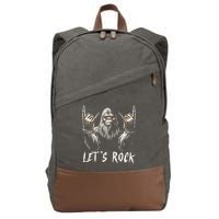Bigfoot Rock On Funny Sasquatch Rock and Roll Let's Rock Cotton Canvas Backpack