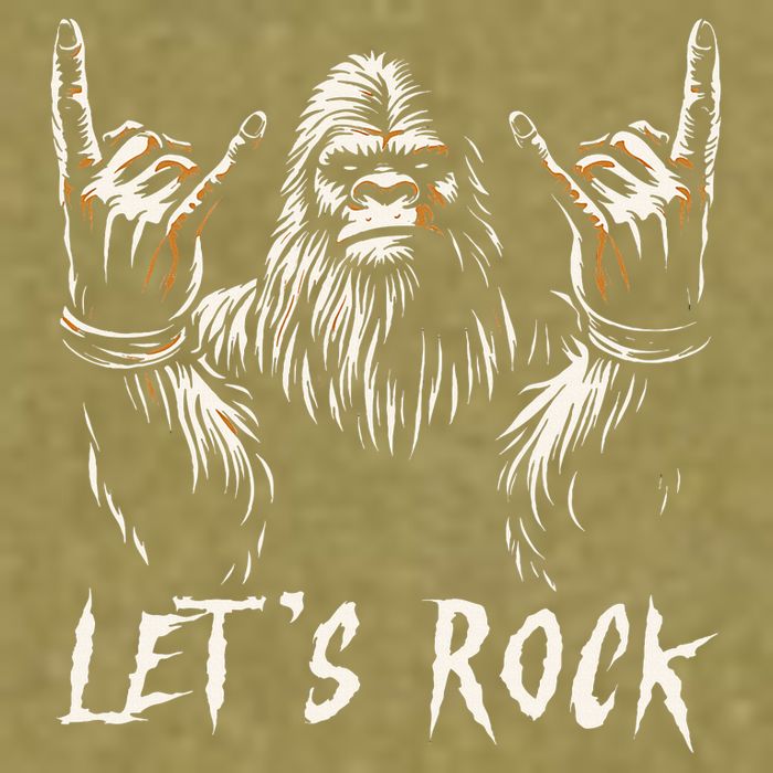 Bigfoot Rock On Funny Sasquatch Rock and Roll Let's Rock Garment-Dyed Women's Muscle Tee