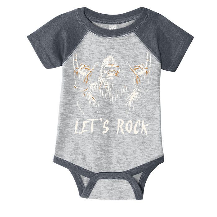 Bigfoot Rock On Funny Sasquatch Rock and Roll Let's Rock Infant Baby Jersey Bodysuit