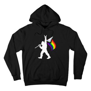 Bigfoot Rock On LGBTQ Progressive New Pride Flag Hoodie