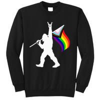 Bigfoot Rock On LGBTQ Progressive New Pride Flag Sweatshirt