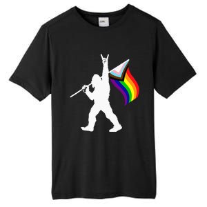 Bigfoot Rock On LGBTQ Progressive New Pride Flag Tall Fusion ChromaSoft Performance T-Shirt