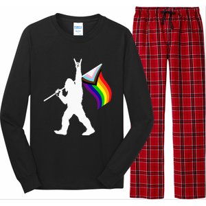 Bigfoot Rock On LGBTQ Progressive New Pride Flag Long Sleeve Pajama Set