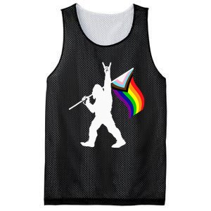 Bigfoot Rock On LGBTQ Progressive New Pride Flag Mesh Reversible Basketball Jersey Tank