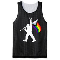 Bigfoot Rock On LGBTQ Progressive New Pride Flag Mesh Reversible Basketball Jersey Tank