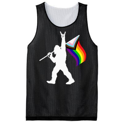 Bigfoot Rock On LGBTQ Progressive New Pride Flag Mesh Reversible Basketball Jersey Tank