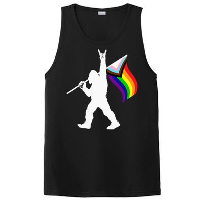 Bigfoot Rock On LGBTQ Progressive New Pride Flag PosiCharge Competitor Tank