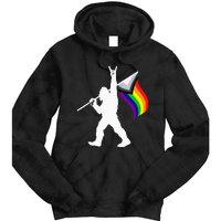 Bigfoot Rock On LGBTQ Progressive New Pride Flag Tie Dye Hoodie