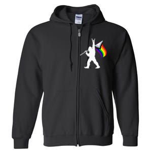 Bigfoot Rock On LGBTQ Progressive New Pride Flag Full Zip Hoodie