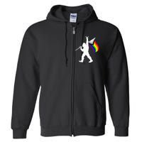 Bigfoot Rock On LGBTQ Progressive New Pride Flag Full Zip Hoodie