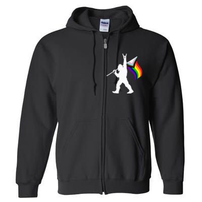 Bigfoot Rock On LGBTQ Progressive New Pride Flag Full Zip Hoodie