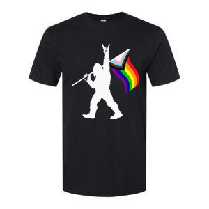 Bigfoot Rock On LGBTQ Progressive New Pride Flag Softstyle CVC T-Shirt