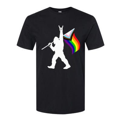 Bigfoot Rock On LGBTQ Progressive New Pride Flag Softstyle CVC T-Shirt