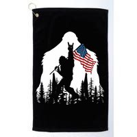 Bigfoot Rock On Hold American Flag Sasquatch Believers Golf Towel