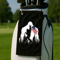 Bigfoot Rock On Hold American Flag Sasquatch Believers Golf Towel