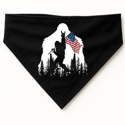 Bigfoot Rock On Hold American Flag Sasquatch Believers USA-Made Doggie Bandana