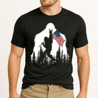 Bigfoot Rock On Hold American Flag Sasquatch Believers Cooling Performance Crew T-Shirt