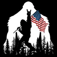 Bigfoot Rock On Hold American Flag Sasquatch Believers Sustainable Bucket Hat